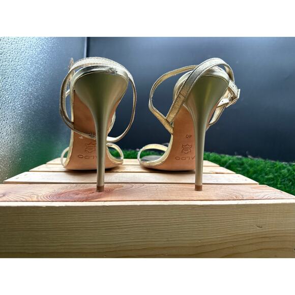 ALDO Ankle Strap Heels- Gold/Rhinestone-Size 40EU/ 9W - Picture 7 of 10